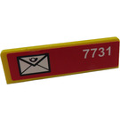 LEGO Jaune Panneau 1 x 4 avec Coins arrondis avec '7731', Mail Envelope (Droite) Autocollant (15207)