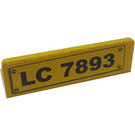 LEGO Yellow Panel 1 x 4 with Rounded Corners with 'LC 7893' Sticker (15207)
