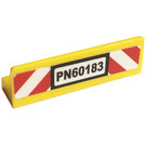 LEGO Yellow Panel 1 x 4 with Rounded Corners with Licence Plate PN60183 on Red and White Stripes Sticker (15207)