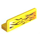 LEGO Yellow Panel 1 x 4 with Rounded Corners with Tiger Stripes and Orange on Right Sticker (15207)