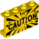 LEGO Gul Panel 1 x 4 x 2 med "Caution" och Explosion Burst (14718 / 74082)