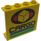 LEGO Yellow Panel 1 x 4 x 3 with "CARGO" without Side Supports, Hollow Studs (4215)