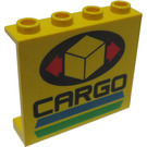 LEGO Gelb Paneel 1 x 4 x 3 mit "CARGO" ohne seitliche Stützen, hohle Noppen (4215)