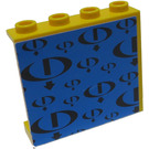 LEGO Yellow Panel 1 x 4 x 3 with Gravity Games Logo Repeating Black on Blue Sticker without Side Supports, Hollow Studs (4215)