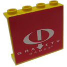 LEGO Yellow Panel 1 x 4 x 3 with gravity games text and logo Sticker without Side Supports, Hollow Studs (4215)