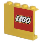 LEGO Yellow Panel 1 x 4 x 3 with Lego Logo Right Sticker without Side Supports, Solid Studs (4215)