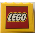 LEGO Geel Paneel 1 x 4 x 3 met LEGO logo Sticker met zijsteunen, holle noppen (35323)