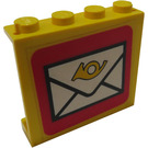 LEGO Yellow Panel 1 x 4 x 3 with letter logo Sticker without Side Supports, Solid Studs (4215)