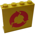 LEGO Gelb Panel 1 x 4 x 3 mit rot Recycling ohne seitliche Stützen, solide Bolzen (4215)