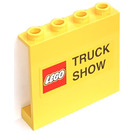 LEGO Gelb Panel 1 x 4 x 3 mit "TRUCK SHOW" und Lego Logo ohne Schwarz Border Aufkleber ohne seitliche Stützen, hohle Bolzen (4215)