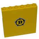LEGO Geel Paneel 1 x 6 x 5 met Dino logo Sticker (59349)