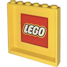LEGO Yellow Panel 1 x 6 x 5 with LEGO Logo on Red Background Sticker (59349)