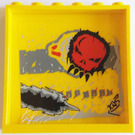 LEGO Jaune Panneau 1 x 6 x 5 avec Skull, Grafitti, et Scorchmark (Droite) Autocollant (59349)