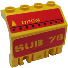 LEGO Jaune Panneau 2 x 4 x 2 avec Hinges avec 'SUB 76' et 'OPEN' Autocollant (44572)