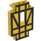 LEGO Geel Paneel 2 x 5 x 6 met Venster met Zwart Half-Timber (4444)