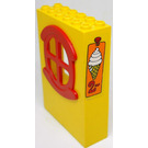 LEGO Yellow Panel 2 x 6 x 7 Fabuland Wall Assembly with Ice Cream and 2 Sticker