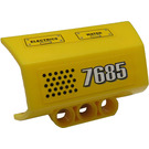LEGO Yellow Panel 4 x 6 Side Flaring Intake with Three Holes with '7685', 'ELECTRICS' and 'WATER' Right Sticker (61069)