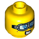LEGO Gelb Pilot mit Parachute und Safety Goggles Schmucklos Kopf (Einbau-Vollbolzen) (3626 / 66671)
