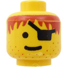 LEGO Pirates Head with Red Hair and Eyepatch (Safety Stud) (3626)