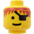 LEGO Yellow Pirates Head with Red Hair and Eyepatch (Safety Stud) (3626)