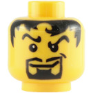 LEGO Geel Vlak Hoofd met Zwart Haar en Goatee, gesloten Mouth (Veiligheids Stud) (3626 / 50003)