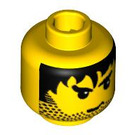 LEGO Gelb Schmucklos Kopf mit Schwarz Stubble und Messy Haar (Sicherheitsbolzen) (3626 / 44747)