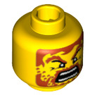 LEGO Gelb Schmucklos Kopf mit Brown Haar und Beard mit Stubble, Open Mouth (Sicherheitsbolzen) (3626 / 53977)