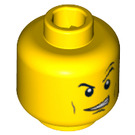 LEGO Geel Vlak Hoofd met Determined   Open Mouth Grijns met Tanden (Veiligheids Stud) (3626 / 64883)