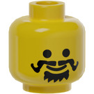 LEGO Geel Vlak Hoofd met Goatee en Curled Moustache (Veiligheids Stud) (3626)