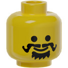 LEGO Jaune Plaine Tête avec Goatee et Curled Moustache (Clou de sécurité) (3626)