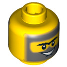 LEGO Geel Vlak Hoofd met Grijs Beard en Sideburns (Veiligheids Stud) (3626 / 64877)