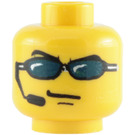 LEGO Gelb Einfach Kopf mit Sonnenbrille und Headset (Sicherheitsnoppe) (3626 / 63814)