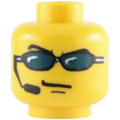 LEGO Geel Vlak Hoofd met Sunglasses en Headset (Veiligheids Stud) (3626 / 63814)