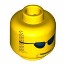 LEGO Gelb Schmucklos Kopf mit Sunglasses (Sicherheitsbolzen) (3626 / 52516)
