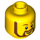 LEGO Geel Vlak Hoofd met Wit Pupils, Brown Hoofd Beard en Smile (Veiligheids Stud) (12486 / 89510)