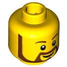 LEGO Yellow Plain Head with White Pupils, Brown Head Beard and Smile (Safety Stud) (3626)