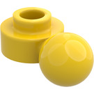 LEGO Giallo Piastra 1 x 1 Rotondo con Sfera di traino (Foro rotondo)