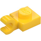 LEGO Keltainen Levy 1 x 1 jossa Vaakasuora klipsi (Litteä etupuolen klipsi) (6019)