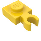 LEGO Gelb Platte 1 x 1 mit Vertikal Clip (Dünner offener O-Clip)