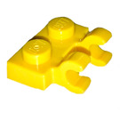 LEGO Gul Plate 1 x 2 med Horisontal Clips (Åpne 'O' klips) (49563 / 60470)