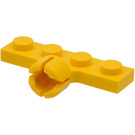 LEGO Gelb Platte 1 x 4 mit Kugelgelenkpfanne (Kurz mit 4 Schlitzen) (3183)