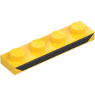 LEGO Gul Plate 1 x 4 med Svart Line (3710)