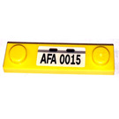 LEGO Yellow Plate 1 x 4 with Two Studs with AFA 0015 Sticker with Groove (41740)