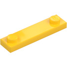 LEGO Gelb Platte 1 x 4 mit Zwei Noppen ohne Kante (92593)