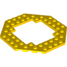 LEGO Geel Plaat 10 x 10 Octagonal met Open Midden (6063 / 29159)