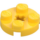 LEGO Gul Plate 2 x 2 Rund med Akselhull (med '+' akselhull) (4032)