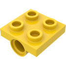 LEGO Amarillo Placa 2 x 2 con Agujero con soporte cruzado en la parte inferior (10247)