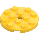 LEGO Gul Plate 4 x 4 Rund med Hull og Snapstud (60474)