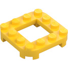 LEGO Geel Plaat 4 x 4 x 0.7 met Afgeronde hoeken en 2 x 2 Open Midden (79387)