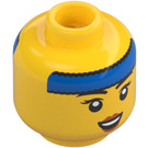 LEGO Yellow Police Cadet, Female (Long Black Hair with Braids) Minifigure Head (Recessed Solid Stud) (3626 / 101374)